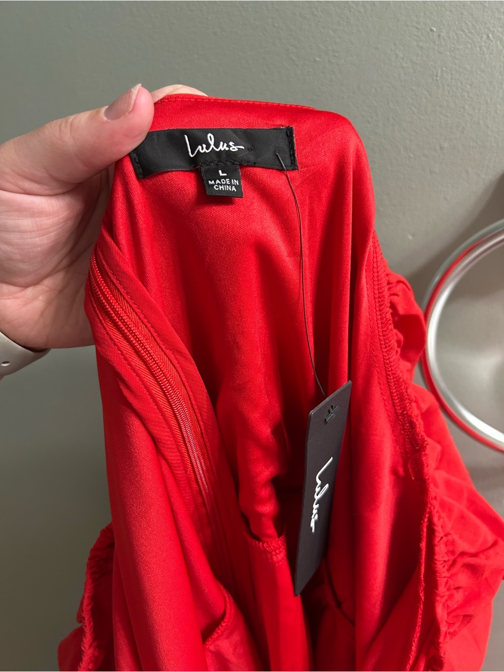 NWT LULUS Blissful Charm Red Puff Sleeve Notch Neck Mini Dress - Picture 3 of 9